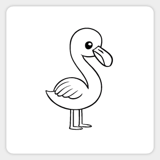 Cute Baby Flamingo Animal Outline Sticker